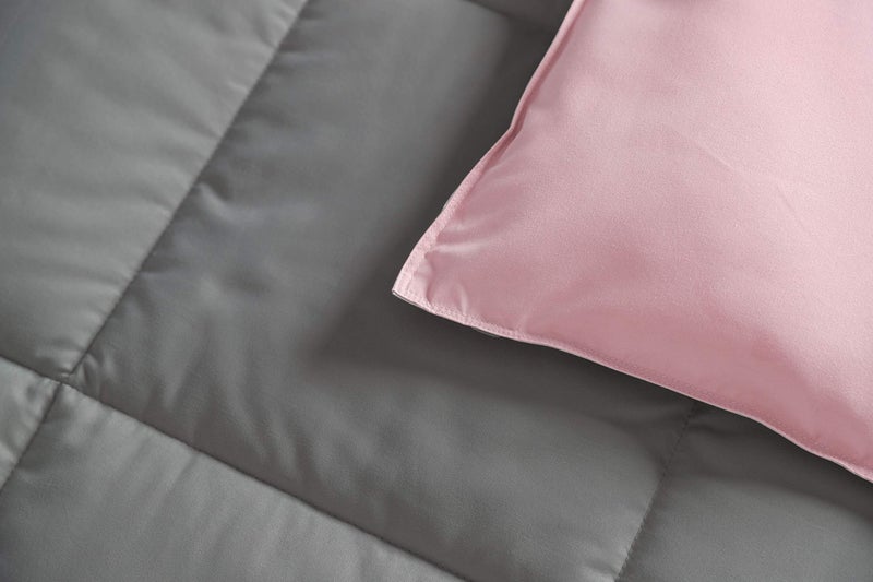 Royal Hotel Bedding Reversible Throw Blanket, Hypoallergenic, Down Alternative Throw Blanket, Medium Warmth, 50 by 75 Inches, Charcoal - Blush - Image 2